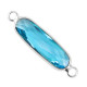 Crystal glass connector oblong oval 29mm Blue-silver